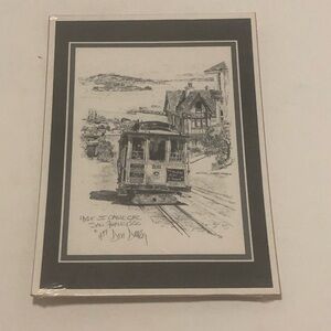 San Francisco Cable Car Art Print in Black & White